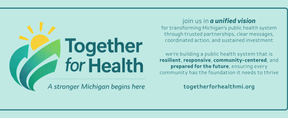 A light green graphic displaying the Together for Health logo and a short description of the project